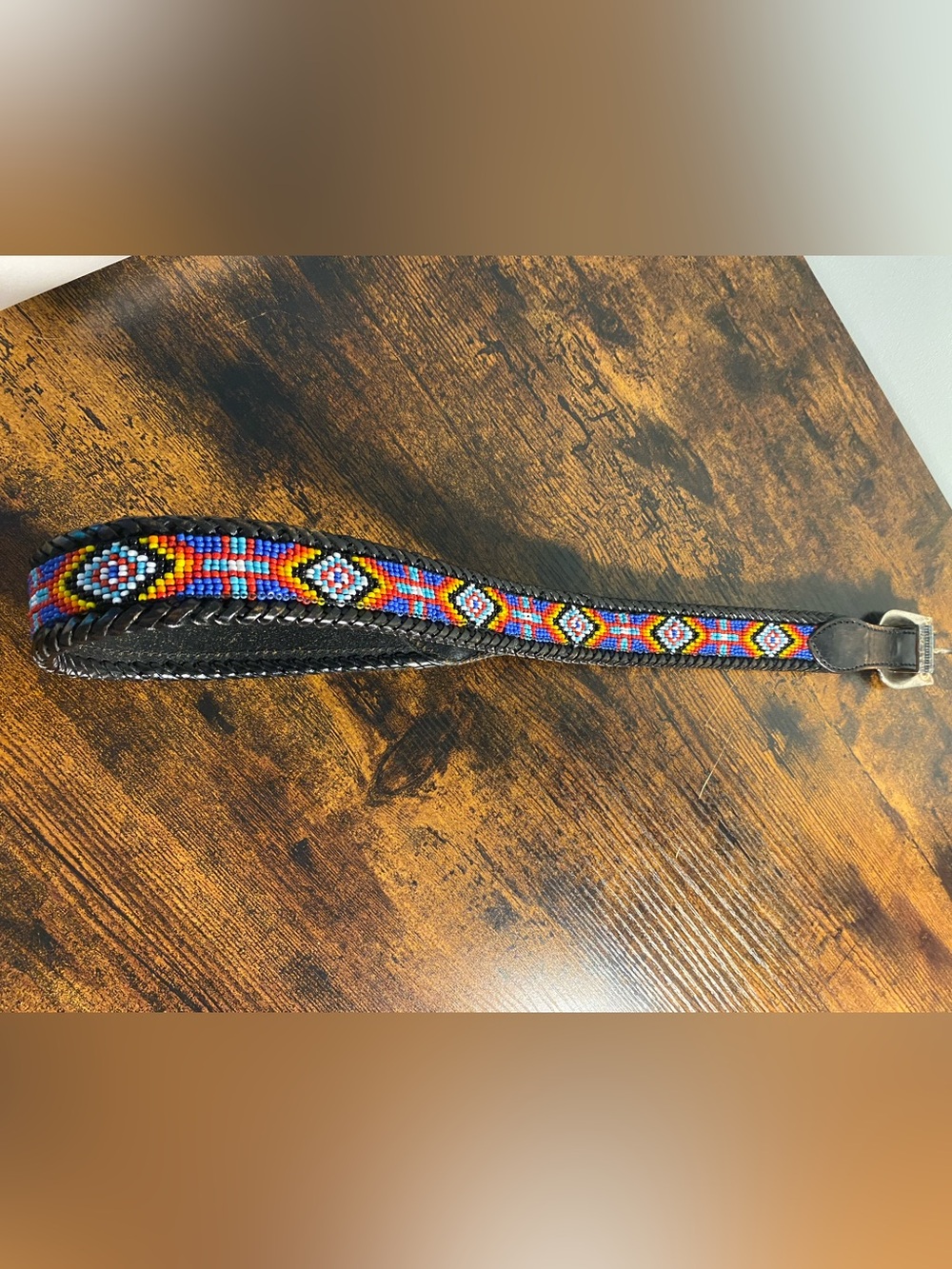 Beaded Leather Belt